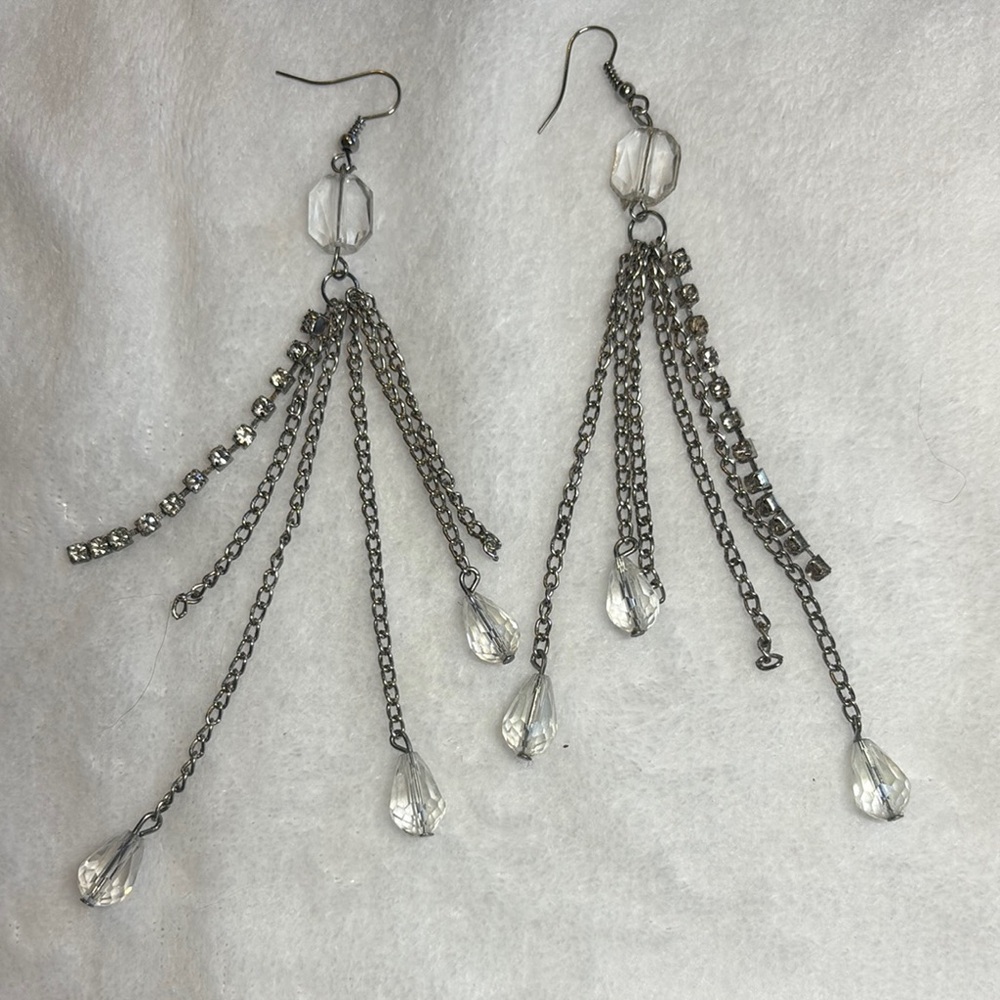 Elegant Silver Tone Dangle Earrings